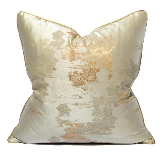 QIUMING 1Pcs Golden Blue Luxury Decorative Cushion Cover for Sofa Throw Embroidered Pillowcase for Living Room 18x18 20x20,