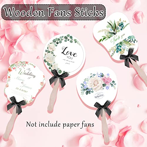 50 Pcs 8 In Wooden Fans Sticks With 50 Pcs Bows Fan Handle Craft Sticks For Wedding,Church Crafting Painting Diy Hand Held Parlor Fans (Black) #TOP3