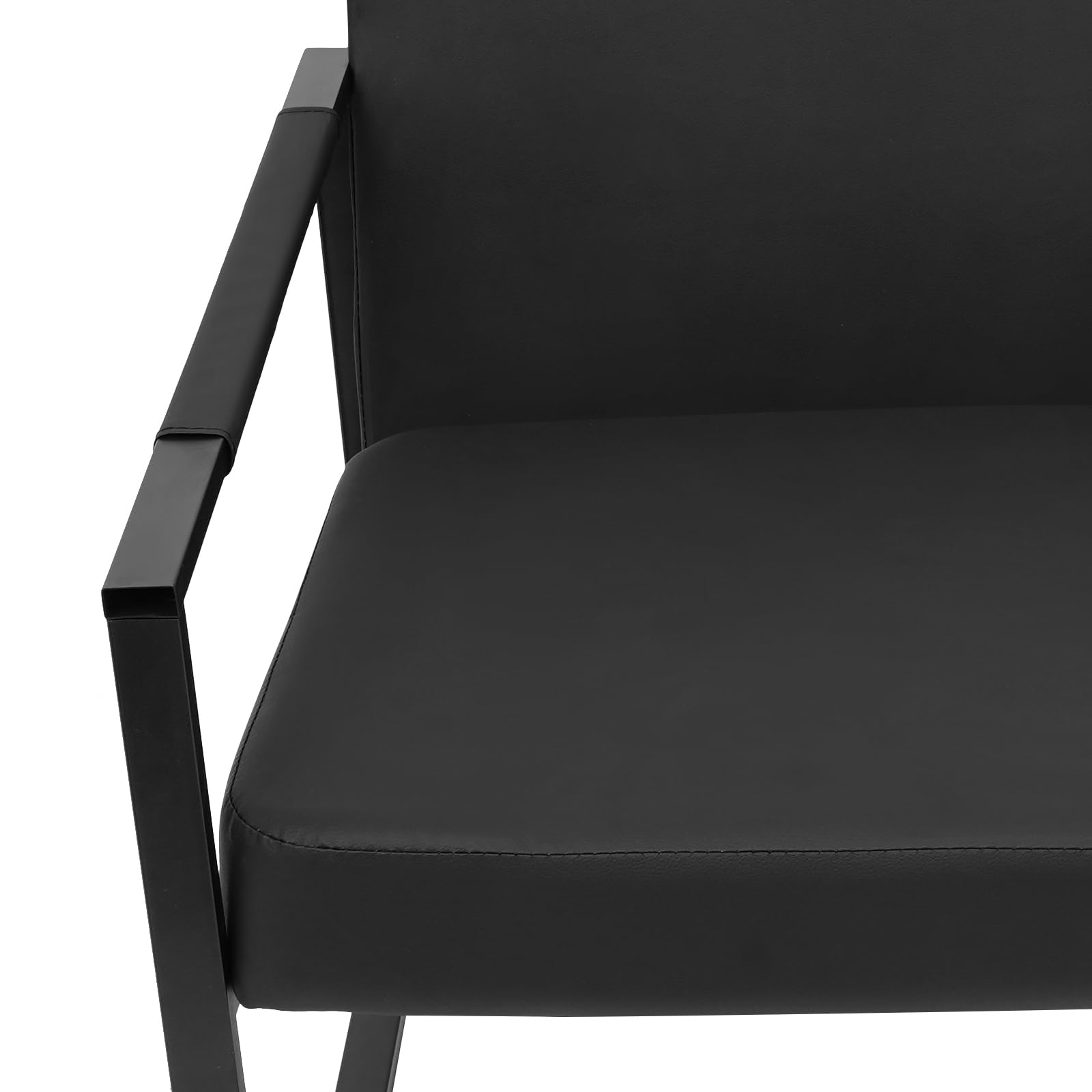 Sillón de salón moderno para el salón, sillón con cojín, diseño ergonómico, funda de piel sintética, cojín de espuma gruesa, marco de metal resistente a los arañazos, oficina, dormitorio, rincón de