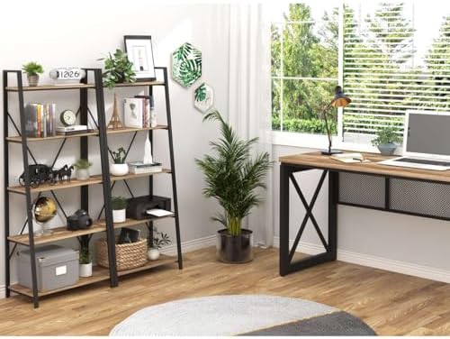 Amazon.com: BON AUGURE Industrial 5 Tier Ladder shelf and Farmhouse ...