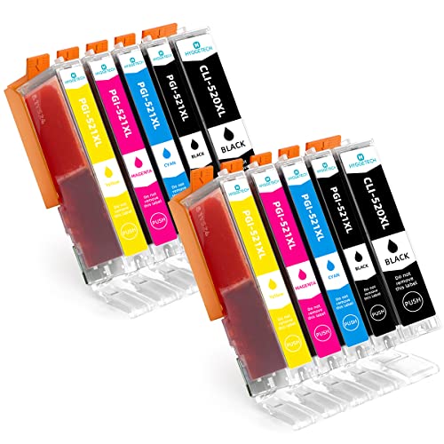 Hyggetech 10 Druckerpatronen kompatibel PGI-520 CLI-521 PGI520 CLI 521 für Canon Pixma IP3600 IP4600X IP4700 MP540 MP550 MP560 MP620 MP630 MP640 MP980 mit Chip Cover