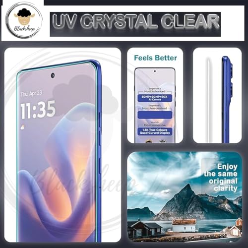Image of BLACKSHEEP HD+ UV Tempered Glass Screen Protector Guard Compatible For Realme 12 Pro 5G / Realme 12 Pro Plus 5G Full Adhesive UV Curved Case Friendly HD Clarity with easy installation kit