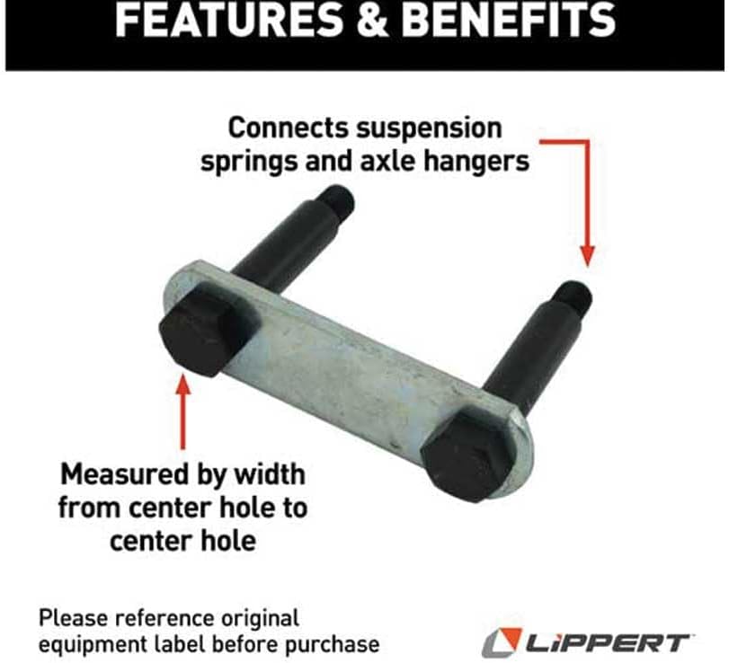 Lippert Replacement 3.13" Shackle Link Assembly for RV Trailer Suspension Systems, Includes 2 Shoulder Bolts, 1 Shackle Link Plate - 133485