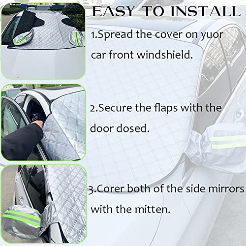 Pincuttee Car Windshield Snow Ice Cover,Magnetic Windshield Cover For Ice And Snow For Ice/Frost/Snow Removal,Sunshade/Snow Cover With Side Mirrors(157X126Cm/62 X49) #TOP4