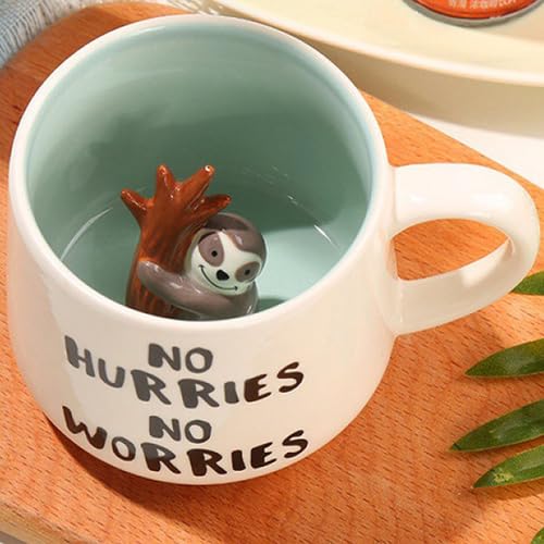 Disoza Taza Pereza 3D Regalo Para Mujeres Taza De Cerámica Con Figura De Pereza 13.5 cm x 8 cm