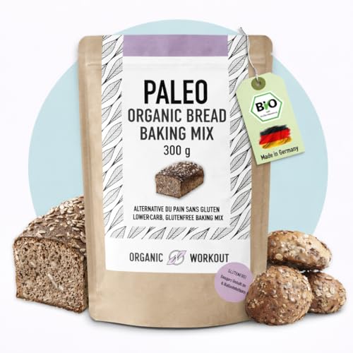 Paleo Bread Mix 300g – 100% Organic, Gluten Free, High in Protein, No Added Sugar or Preservatives, Suitable for Keto and Paleo and Weight loss diets, Classic German Bread, Organic Workout