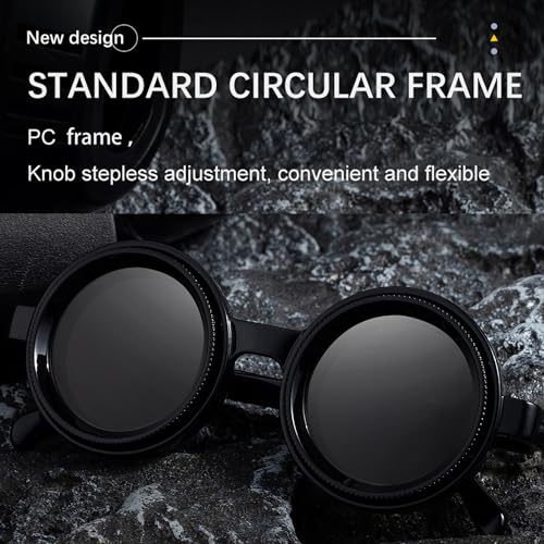 Onrtry Adjustable Tint Sunglasses，Steampunk Retro Round Polarized Glasses with ND Filter Lenses3