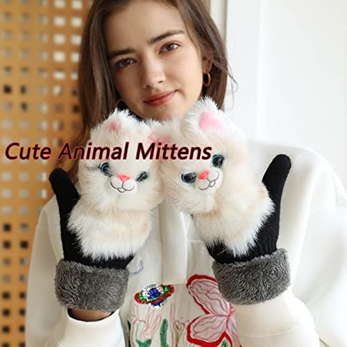 Knitted Warmth Plush Pet Gloves,Cute Winter Animal Gloves,Hand-Knitted Animal Mittens,Cute Animal Mittens4