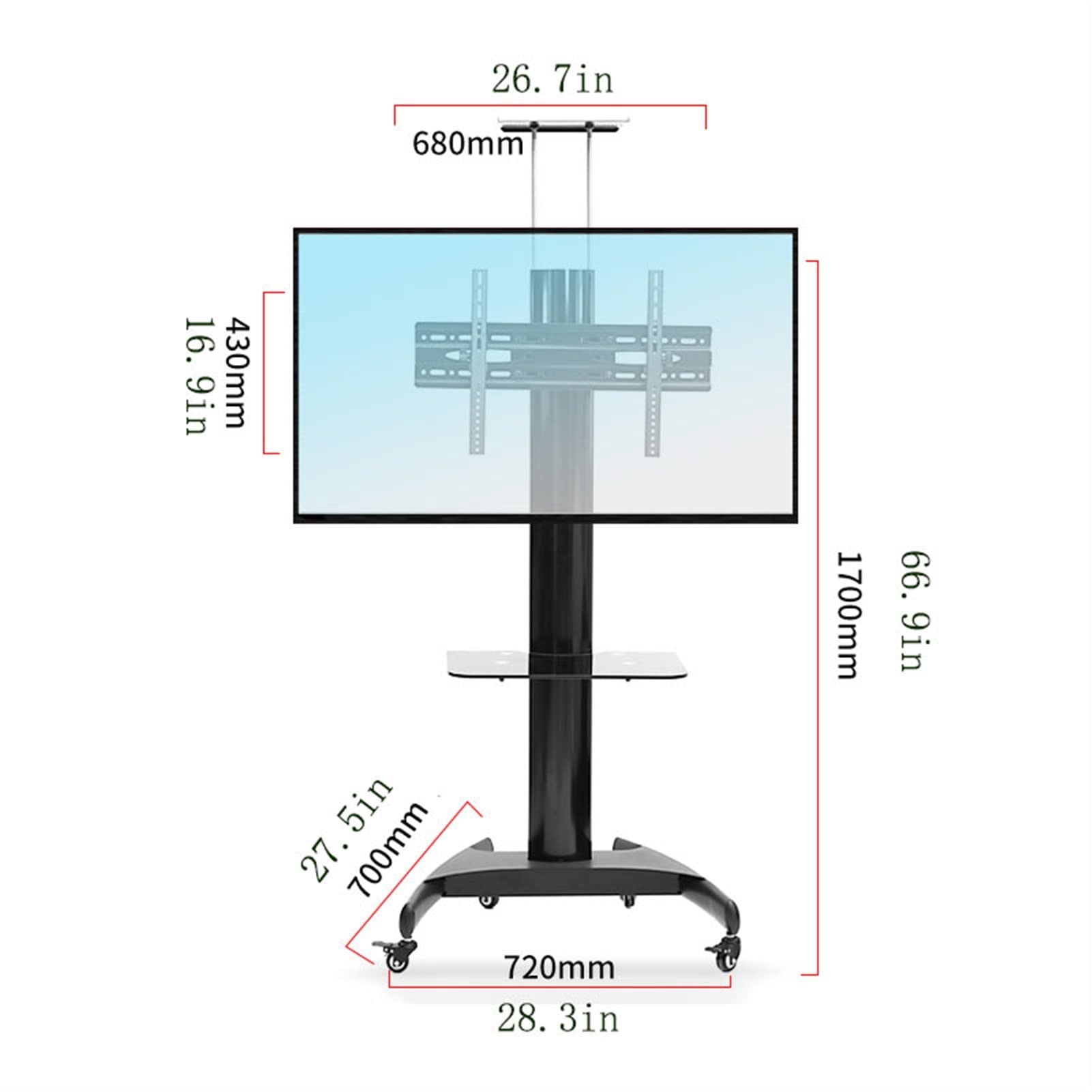 Soporte para Monitor de TV, Estante para TV, Soporte móvil de Piso a Techo para televisores LCD, Soporte para Oficina y Sala de conferencias, Soporte de exhibición Resist,Gray