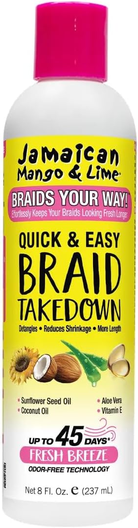 Jamaican Mango & Lime Braids Your Way Quick & Easy Braid Takedown Lotion โ Detangling & Braid Removal Softens Knots, Reduces Breakage, Moisturizes Hair & Loosens Build-Up