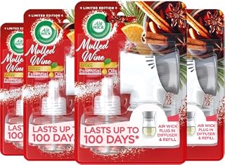 Airwick Electrical Plug In Kit Mulled Wine Scent, 4 kits: 4 Gadgets + 4 Refills X 19 ml