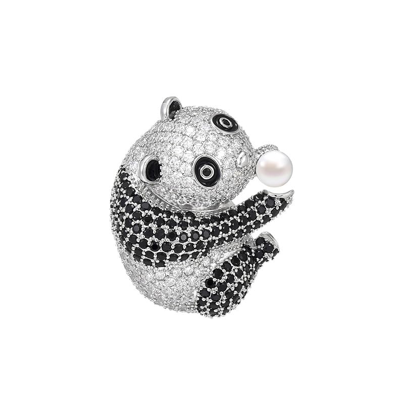 Image of Animal Brooches for Women Gold-Plated Panda /Bee /Snake /Elephant Pearl Brooch Lapel Pin Rhinestone Animals Brooch Jewelry for Mom Wife
