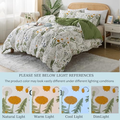 image for Zusbest Floral Duvet Cover King 100% Percale Cotton Botanical Garden F