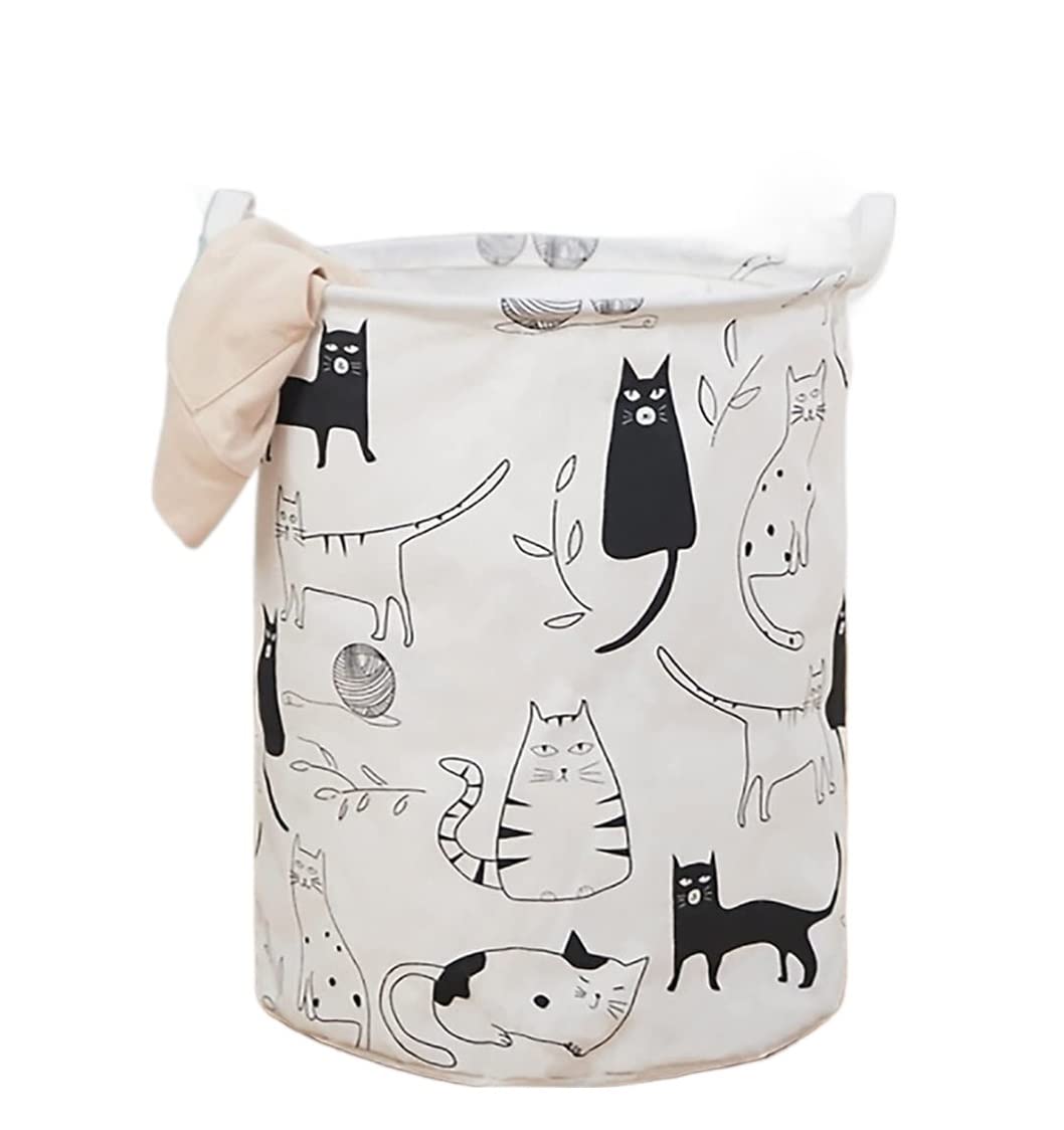 Laundry Basket Hamper Collapsible Laundry Basket,Cotton Linen Hamper Printing Household Organizer For Spaces(C)