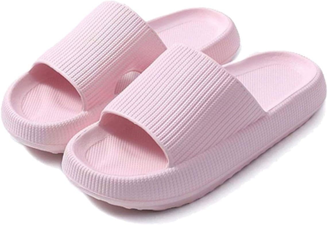 Pillow Slippers for Men and Women - Cushioned Thick Sole Non-Slip Bathroom Slides, Comfort Indoor & Outdoor Shower Sandals