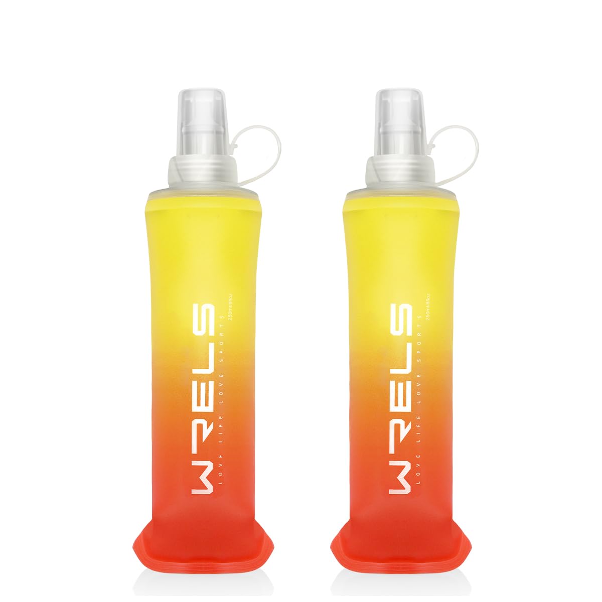 WRELS 2x 250ml Soft Flask Running Water Bottles,TPU BPA Free Collapsible Lightweight Soft Water Bottle for Running Vest,Flexible Sports Bottle for Outdoors — image 1