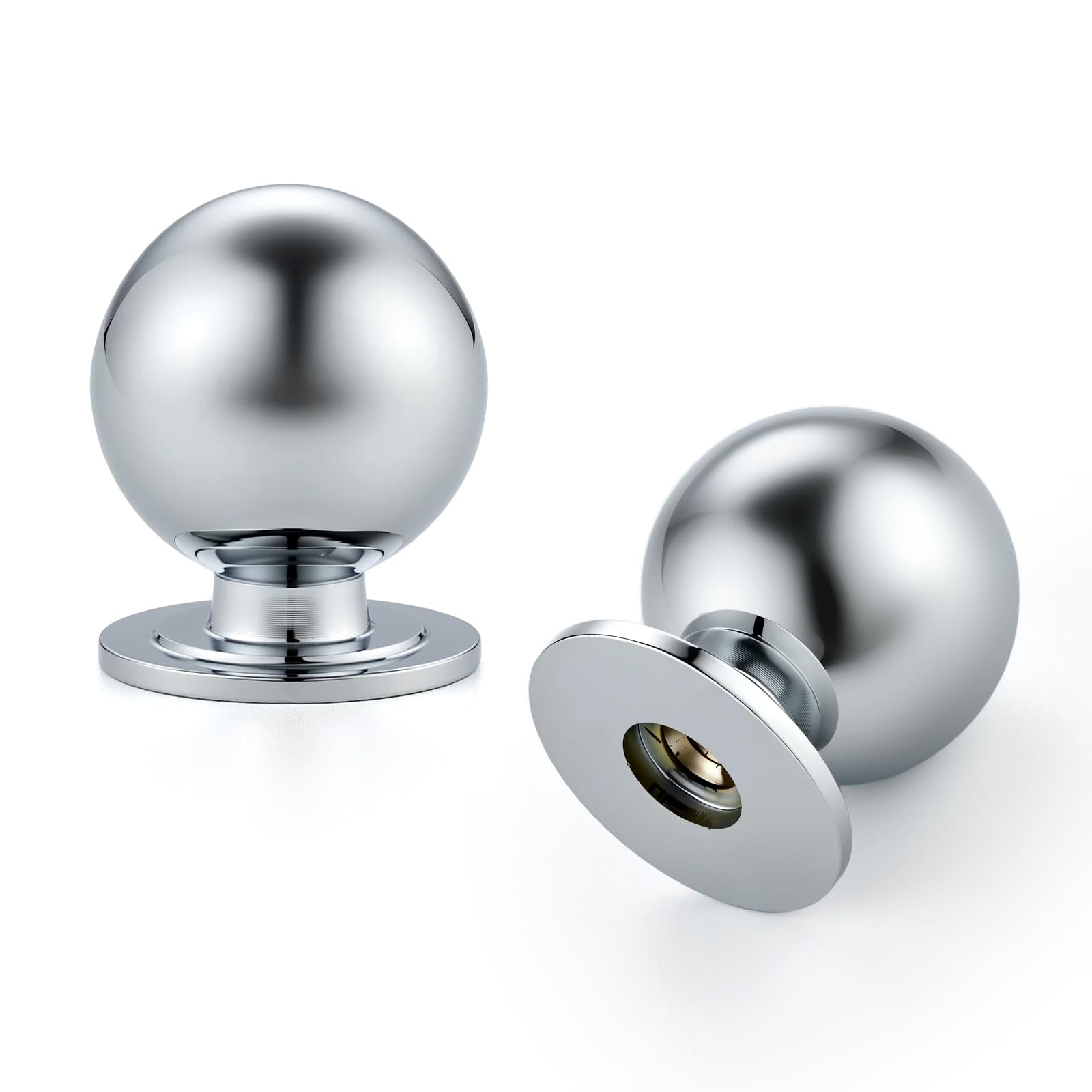 Ravinte Decor 24 Pack Polished Chrome Cabinet Knobs, Round Dresser Knobs, Ball Kitchen Cabinet Hardware, 0.95" Diameter