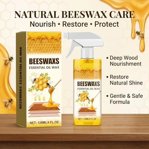 CIVGICY Beeswax Wood Polish, Beeswaxs Essential Oil Wax, Natural Micro-Molecularized Beeswax Spray, Multi-Purpose Furniture Wood Cleaner Repairing Care Spray, Restores Shine & Removes Scratches (1) - 1