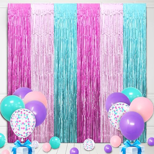22Pcs Cute Dollhouse Party Decorations, Purple Pink 3.3x8.2ft Tin...