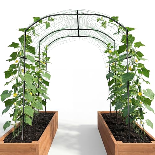 DoCred Tall Garden Arch Trellis for Climbing Plants 87in Tall Metal Plant Support Trellis Archway for Climbing Vine Vegetable/Fruit/Flower Outdoor Yard Lawn Garden Arch Tunnel Trellis