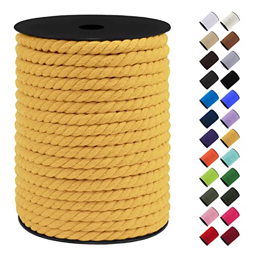 LEREATI 8mm Macrame Cord, 131 Feet Thick Macrame Rope Yarn Natural Cotton Cord Macrame String