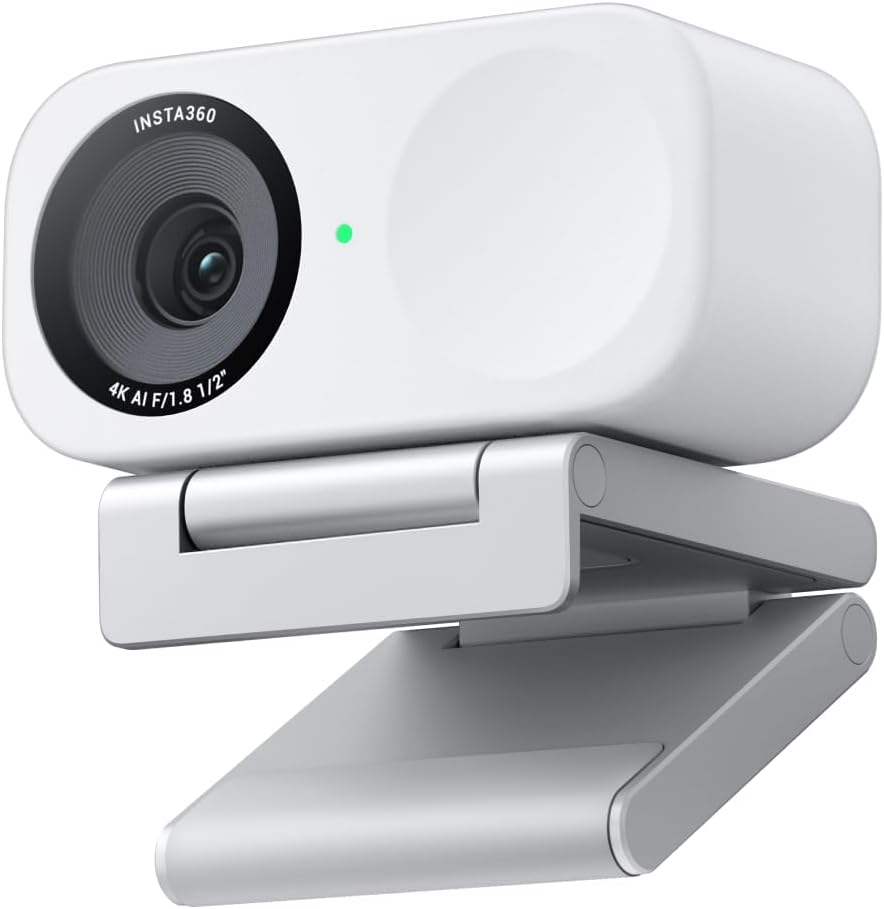 Insta360 Link 2C - 4K Webcam for PC/Mac, 1/2" Sensor, Auto Framing, HDR, AI Noise-Canceling Mic, Gesture Control for Streaming, Video Calls, Gaming, Works with Zoom, Teams, Twitch & More Arctic White Standard Bundle