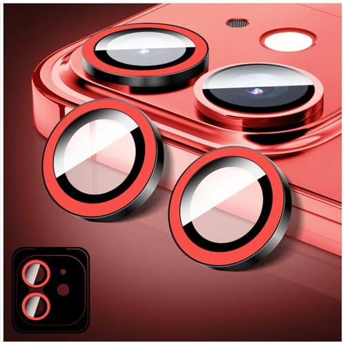 Lichtgevend Camera Lens Beschermer Compatibel met iPhone 14/iPhone 14 Plus, LucBuy Bling Noctilucent Gehard Glazen Camerahoes Filmstickers, Uitlijnende Anti-kras Legeringsringen