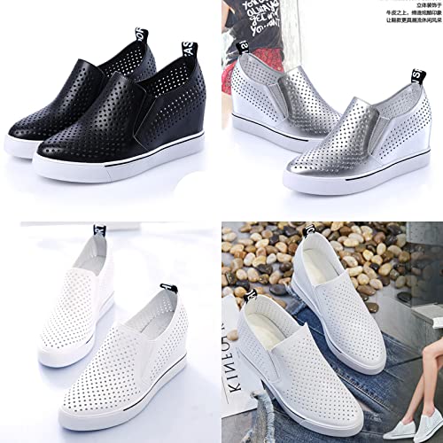 AngryMonkey Women's Hidden Wedge Sole Booties,Ankle Heels Vulcanized Hollow Breathable Comfy Slip on Sneakers Platform Shoes3