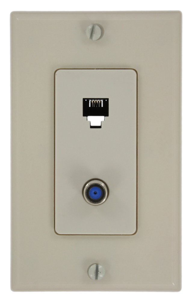 Prise RJ11 et coaxiale Leviton Decora 40159-T pour câble mural TV