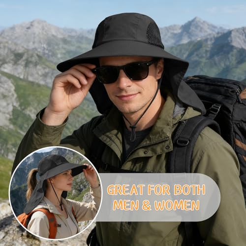 Image of Sun Hat for Men Women with Neck Flap,UPF 50+ UV Protection Fishing Hat