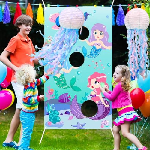 Image of Wanna Party Set of 3 Blue Pink Hanging Jellyfish Paper Lanterns - Under The Sea Party & Mermaid Birthday Decorations, Baby Shower, Nautical Events, Ocean Theme Classroom & Beach Room Decor