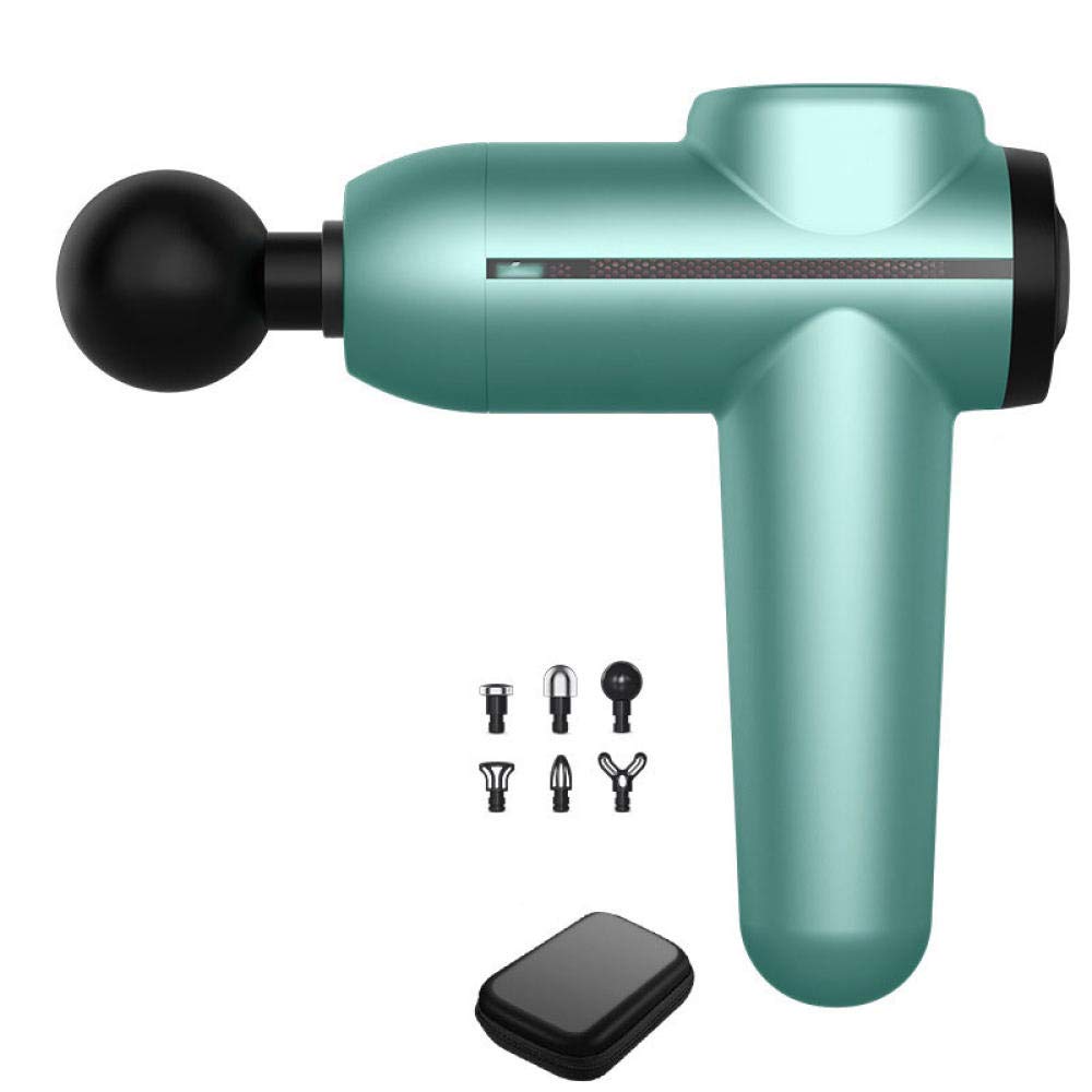 Szybki ręczny masażer mięśni, pistolet wibracyjny o wysokiej częstotliwości, pistolet do masażu mięśni-green_Home Edition, masażer do tkanek głębokich z głowicami (Green Ultimate Edition)