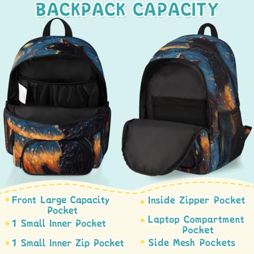 Night Black Cat Laptop Backpack for Women Men, 18.3 Inch Large Computer Backpacks Fashion Teacher Nurse Bag Casual Daypack for Work Travel2