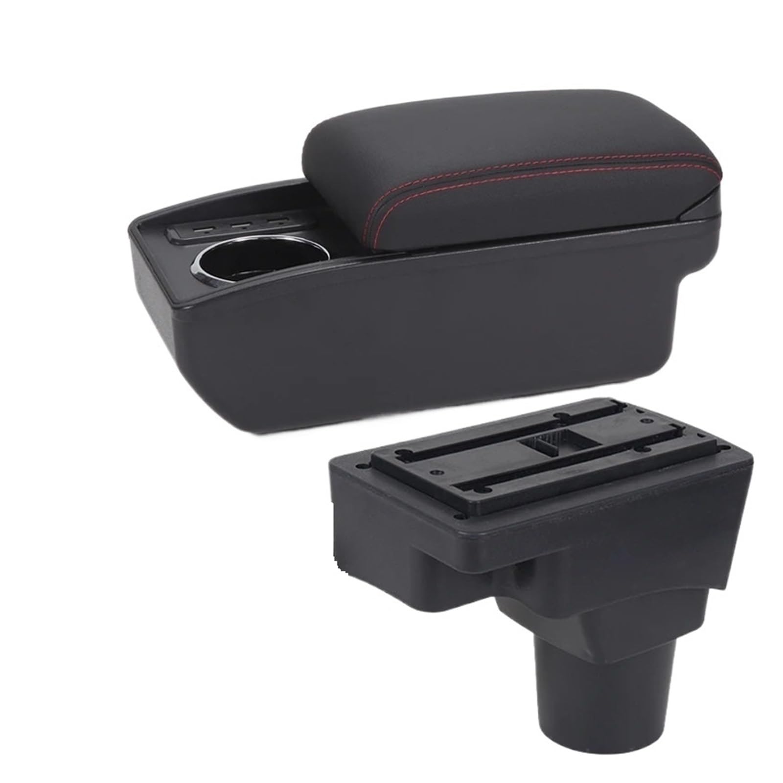 Ecbugat B1 Black Red 6Usb For Chevrolet For Sonic For Aveo For Lova T250 T300 Car Armrest Dedicated Storage Box Interior Accessories Car Armrest Box(B1 Black Red 6Usb)