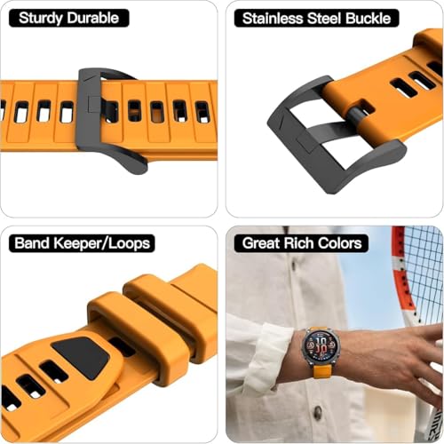 Image of Zitel Band Compatible with Garmin Fenix 8 AMOLED 51mm /8 Pro 51mm, Fenix 7X /7XPro, 6X /6X Pro, 5X /5X Plus, 3 /3 HR, Descent MK1 /2i /3i, Enduro 3 /2 - Quickfit 26mm Silicone Sport Strap