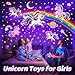 One Fire Night Light Projector for Kids,Unicorn Toys with 315 Lighting+15 Films,15 Music Sound Machine Baby,360°Rotate+Remote+Dimmable Ceiling Star Projector for Kid Room Decor,Birthday Gift for Girl
