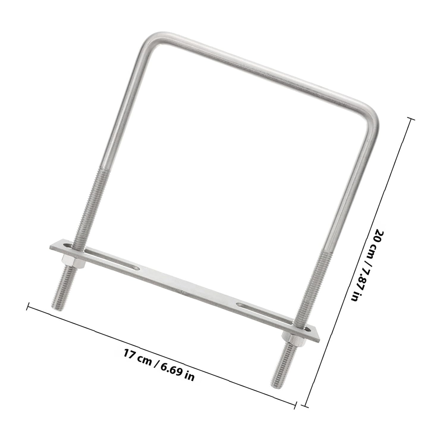 2Pcs M10X150X200Mm Stainless Steel Square U-Bolts Right Angle U-Shaped Tube Clamps for Boat Trailer and Industrial Fastening Style