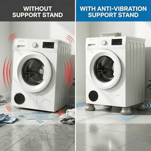 Image of SAI PRASEEDA Anti-Vibration Washing Machine Pads | 1 Set (4 pcs) | Grey | Round Shape | Stands for Washer, Fridge, Furniture, Beds, Tables, Sofa | Shock & Noise Reduction