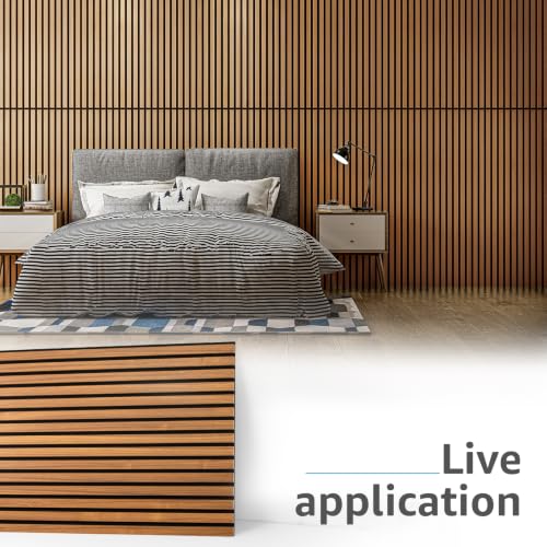 Image of Art3d 4-Pack Fluted Acoustic Wood Slat Wall Panel, 47.2 x 23.6 Inch, Teak