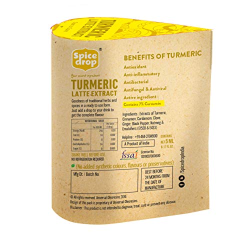 Image of Spice Drop Turmeric Tea Latte Extract | Healthy Mix Immunity Drink | Made With Turmeric, Black Pepper, Nutmeg, Cardamom, Cinnamon, Ginger, Clove | No Added Colors, Preservatives | Pack Of 1 | 0.17 oz