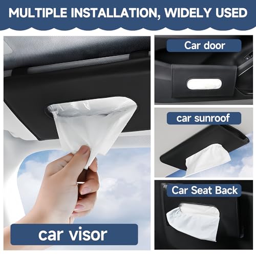 Image of Car Tissue Holder for Visor with Lotion Facial Tissues White | for Allergy Season & Sensitive Skin,Slim Visor Tissue Holder,Easy-Access Car Napkin Holder for Parents,Commuters & Road Trips