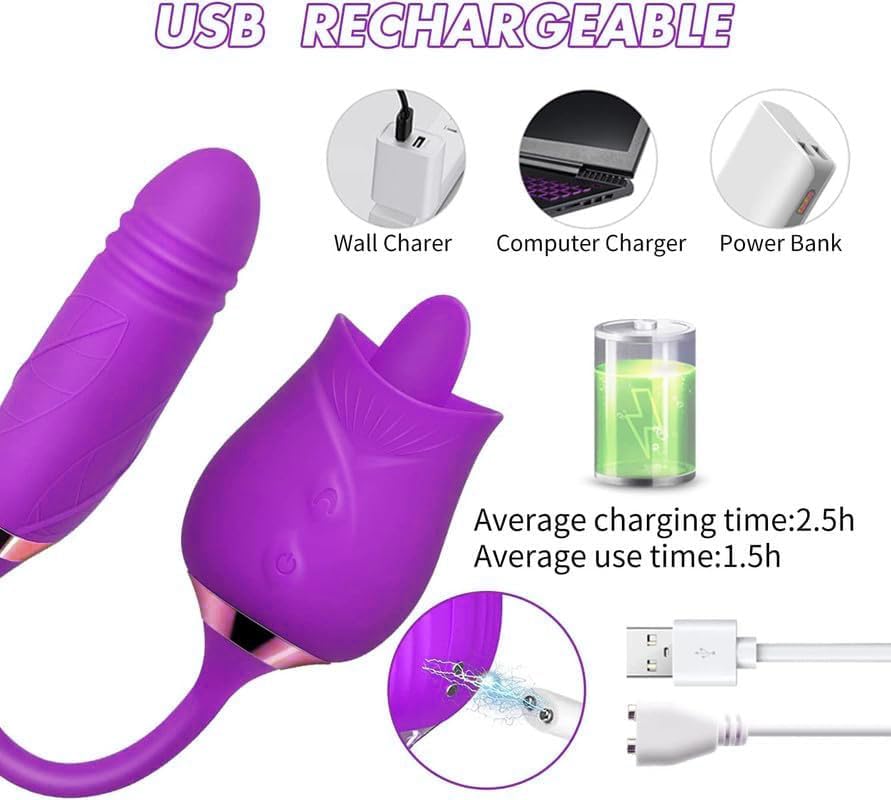 purple rose vibrator Amazon.com: Generic Easy to Operate Rose Shape Toys Update Model 3 in 1 Rose  Toy with Tongue Licking, Thrusting and Vibrating Adult Tools xN3+6 * 1,  Roses-purple : Health & Household