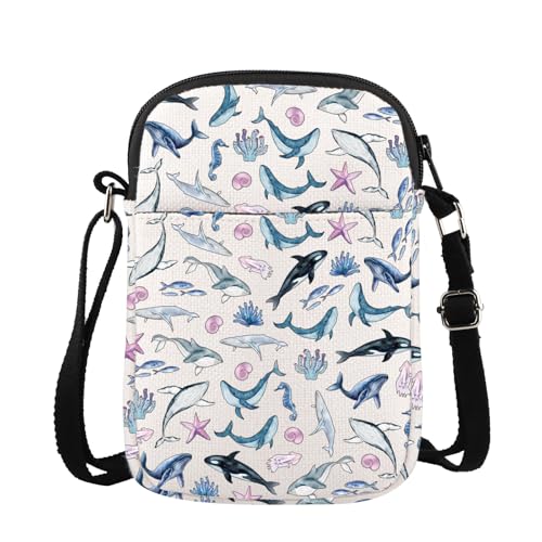 JXGZSO Whale Crossbody Bag Sea Marine Life Shoulder Bag Ocean Animals Lovers Gift Biologist Gift