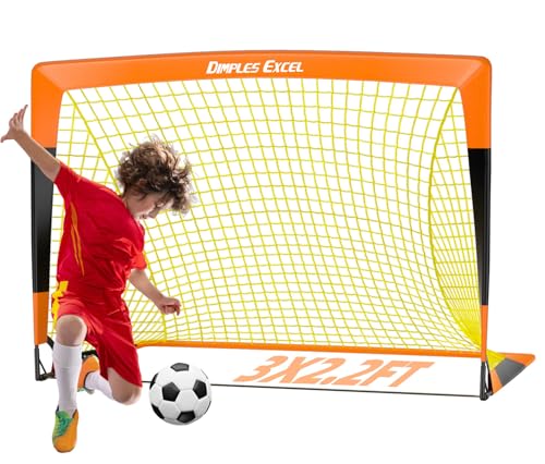 Dimples Excel Portería De Fútbol Red para Jardín Al Aire Libre Entrenamiento De Fútbol para Amantes del Fútbol (3'×2.2'- Naranja Negro)