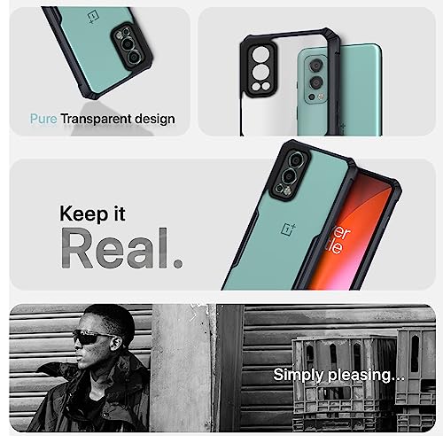 Image of Pikkme OnePlus Nord 2 5G Back Cover Shockproof Bumper Clear Transparent Case for OnePlus Nord 2 5G (TPU+Plastic, Black)