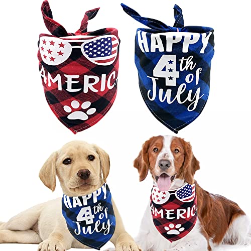 PET SHOW Patriotic Dog Bandanas 2pcs Pack 4th of July Cat Bandanas Independence Day Puppies Grooming Scarf