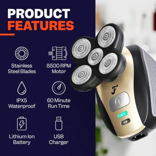 The-FlexSeries-Electric-Head-Hair-Shaver-Freebird-Ultimate-Mens-Cordless-Rechargeable-WetDry-Skull-Bald-Head-Waterproof-Razor-with-Rotary-Blades-Clippers-Nose-Trimmer-Brush-Massager