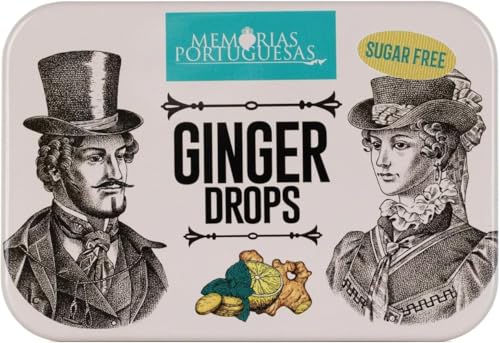 Pastillas de Jengibre y Hierbas Memórias Portuguesas – Paquete de 2 Latas x 40 g – Caramelos Duros Tradicionales Portugueses Sin Azúcar con Notas Botánicas