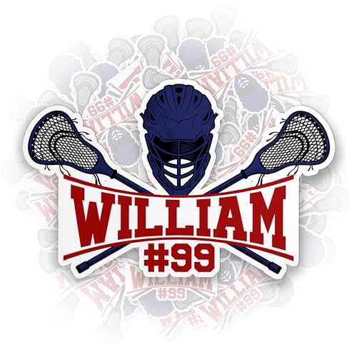 Custom Lacrosse Sticker Personalized Lacrosse Name Number Customized Lacrosse Numbers Sport Lover Gifts Waterproof Die-Cut Vinyl for Water Bottle Laptop Hardhat Kindle Sticker Decal Team Gifts