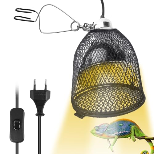 VEGOATY Reptilien Wärmelampe Mit Schutzkorb & 100w Keramik-Heizbirne, Terrarium Lampe E27 Für Schildkröten/Eidechsen/Schlangen/Hühner, Uvb-Tauglicher Lampenschirm Mit Anti-Hot-Käfig, Max 160W VEGOATY Reptilien Wärmelampe Mit Schutzkorb & 100w Keramik-Heizbirne, Terrarium Lampe E27 Für Schildkröten/Eidechsen/Schlangen/Hühner, Uvb-Tauglicher Lampenschirm Mit Anti-Hot-Käfig, Max 160W